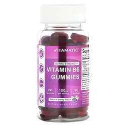 Vitamatic Витамин B6, Экстра Сила, Вкус Ягоды, 50 мг, 60 жевательных конфет - Vitamatic