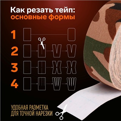 Кинезио-тейп, 2,5 см × 5 м, цвет камуфляж