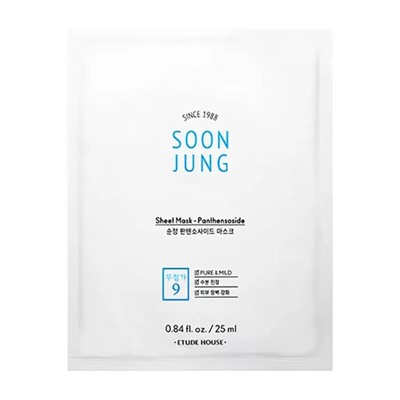 Etude House SoonJung Sheet Mask Panthensoside Успокаивающая тканевая маска