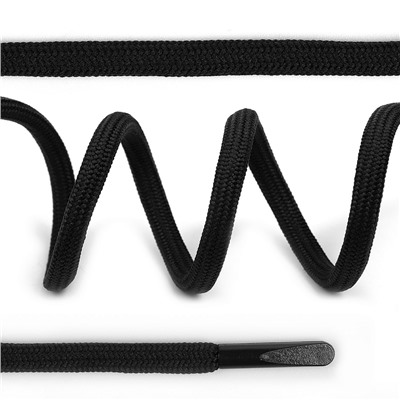 Шнурки круглые полиэфир 4 мм цв.черный F322/S580 арт.TBY 7290-0043, длина 100 см уп. 2 шт