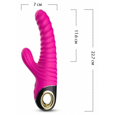 Вибратор "Rabbie vibrator" с рифлёной поверхностью со стимулятором клитора