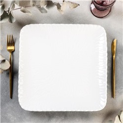 Тарелка фарфоровая квадратная Magistro «Бланш. Цветок», 30×30 см, цвет белый
