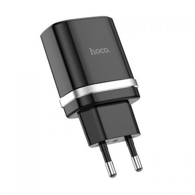 Зарядное устройство Hoco C12Q QC3.0 3А USB + кабель Type C, чёрное