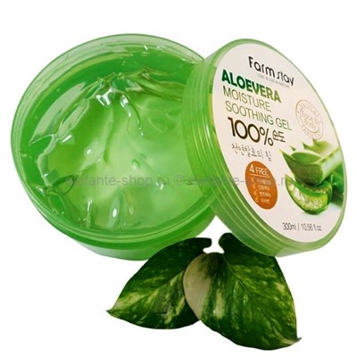 Гель с экстрактом алоэ FarmStay Aloe Vera Moisture Soothing Gel 100%, 300 ml (51)