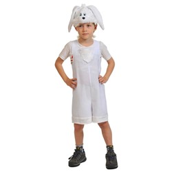 Карнавальный костюм «Зайчик белый», ткань-плюш, полукомбинезон, маска, рост 92-122 см