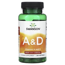 Swanson Vitamins A and D, 250 Softgels