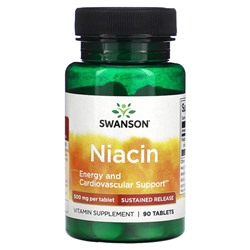 Swanson Ниацин, пролонгированного действия, 500 мг, 90 таблеток