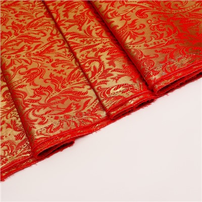 Лоскут «Парча», красный с золотыми узорами, 100 × 150 см