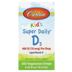 Carlson Kids Super Daily D3 - 10 мкг (400 МЕ) - 10.3 мл - Carlson