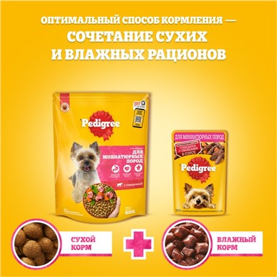 Сухой корм Pedigree для собак мини пород, говядина, 1,2 кг