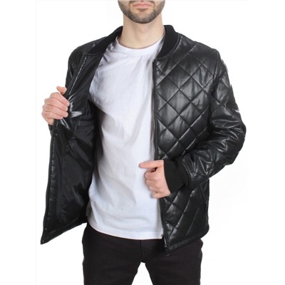 161 BLACK Куртка из эко-кожи мужская (50 гр. синтепон)