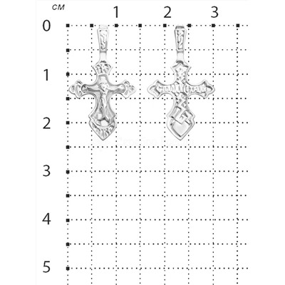 Крест из серебра родированный - 2,3 см