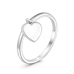 Кольцо из серебра родированное - Сердце 925 пробы 10-1145р