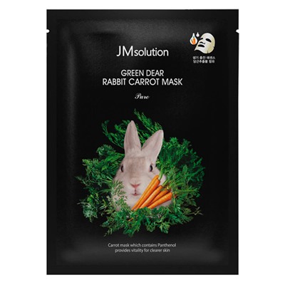 JMsolution* Green Dear Rabbit Успокаивающая тканевая маска с экстрактом моркови