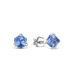 Серьги-пусеты из серебра с кристаллами премиум Австрия цв. светло-голубой родированные 925 пробы 0056с-211