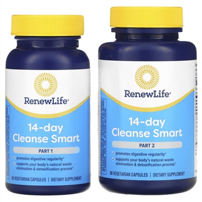 Renew Life 14-Day Cleanse Smart, 2 бутылки, по 60 вегетарианских капсул в каждой