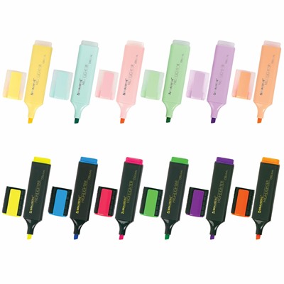 Текстовыделители набор 12 цветов BRAUBERG , АССОРТИ, "ORIGINAL", линия 1-5 мм, 151699