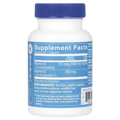 The Vitamin Shoppe Витамины D3 и K2, 60 капсул