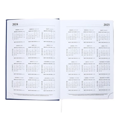 Ежедневник датированный 2024 года А5 168 листов "Вивелла", Синий