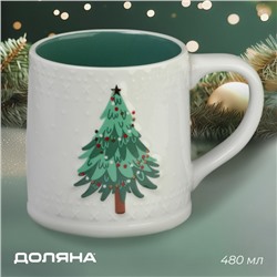 Новогодняя кружка Доляна «Ёлочка», 480 мл, 13,6×9,5×9,5 см