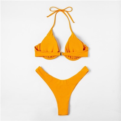 Купальник женский раздельный MINAKU "Summer fashion", размер 50, цвет горчичный