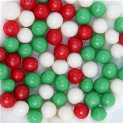 Посыпка кондитерская "Новый год" в цветной глазури (зеленый, красный, белоснежный) 6-8 мм, 20 г