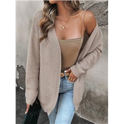 SHEIN Essnce Damen einfarbige Cardigan mit Dropped Shoulder, Langarm, locker, Lässig für Herbst/Winter