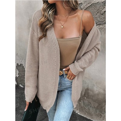 SHEIN Essnce Damen einfarbige Cardigan mit Dropped Shoulder, Langarm, locker, Lässig für Herbst/Winter