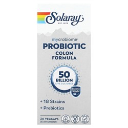 Solaray Mycrobiome Пробиотическая формула для толстой кишки, 50 миллиардов, 30 растительных капсул