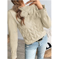 SHEIN Essnce Damen Lässig Pullover mit Rundhalsausschnitt und Langarm für Frühling und Herbst