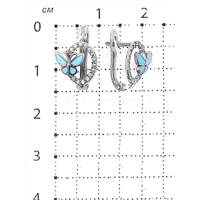 Серьги детские из родированного серебра с эмалью и фианитами - Бабочки 925 пробы 2313012