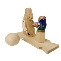 Богородская игрушка "Медведь-художник(расписывает матрёшку)" арт.8359 (РНИ)
