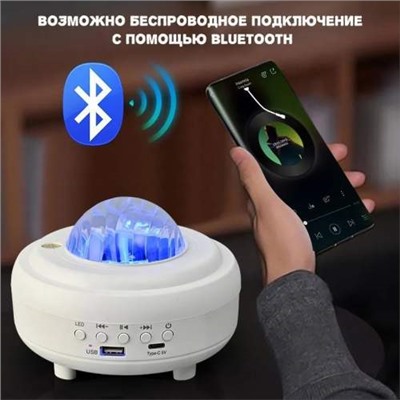 Проектор-Ночник Северное сияние Лунные огни с Bluetooth колонкой и MP3 плеером оптом