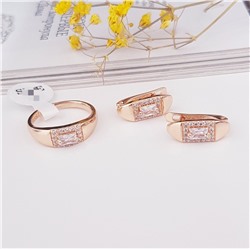 Комплект "Дубай": кольцо р-р 18, серьги, покрытие позолота, цвет камня: белый, арт. 847.665