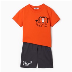 Комплект для мальчика (футболка, шорты), цвет оранжевый, рост 86 см