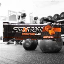 Россия "IRONMAN" Батончик "Protein Bar" с коллагеном, 50 г (Карамель/ тёмная глазурь)