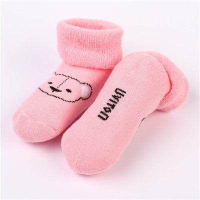 Набор носков для новорождённых 2 пары (4 шт.), махровые от 0 до 6 мес., цвет розовый/белый