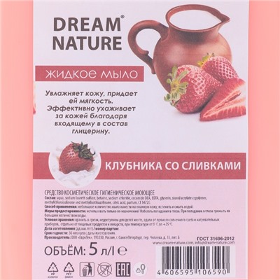 Жидкое мыло Dream Nature "Клубника со сливками", 5 л