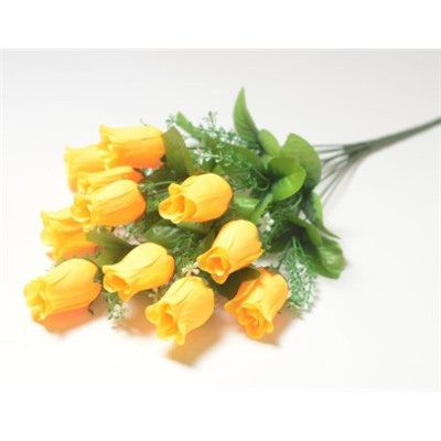 Искусственные цветы, Ветка в букете бутон розы 11 голов (1010237)
