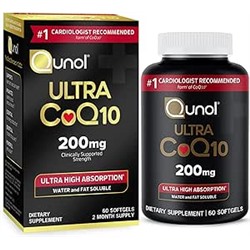 Qunol CoQ10 200mg Softgels, Ultra CoQ10 - Ultra High Absorption Coenzyme Q10 Supplements - Antioxidant Supplement for Vascular and Heart Health & Energy Production - 2 Month Supply - 60 Count