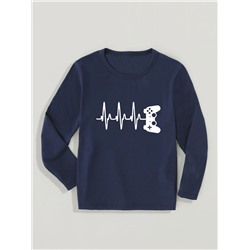 SHEIN Jungen in der Zwischenzeit Lässig Stil Sweatshirt mit rundem Hals und Gaming Konsole Design für große Kinder