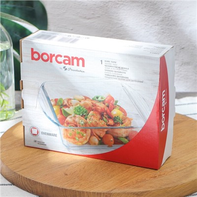 Форма для запекания и выпечки из жаропрочного стекла Borcam, 1,04 л, 21×16,5 см, без крышки