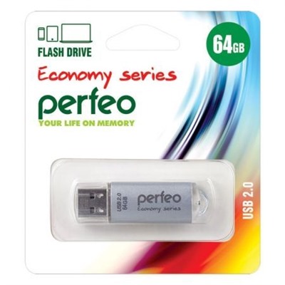 64Gb Perfeo E01 Silver Economy Series USB 2.0 (PF-E01S064ES)