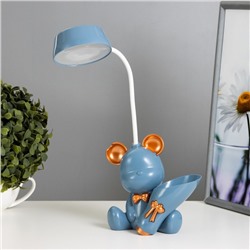 Настольная лампа с точилкой "Мишка" LED 2Вт 3000К USB АКБ синий 15х14х30 см