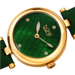 Burgi Quartz Diamond Green Dial Green Leather Ladies Watch BUR196GN