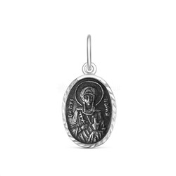 Иконка из чернёного серебра с алмазной огранкой - Мария