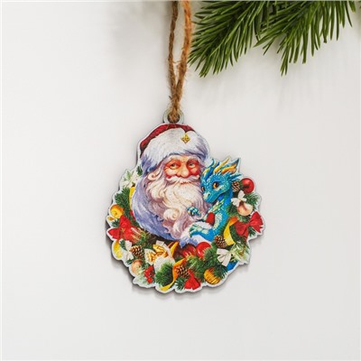 Декор новогодний «Дед мороз с драконом» 6,8 х 7,9