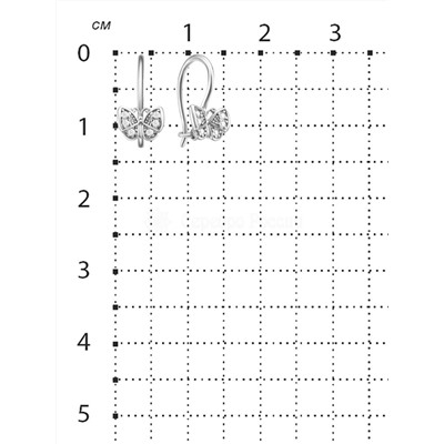 Серьги детские из серебра с фианитами родированные - Бабочки