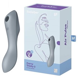 Satisfyer Двухсторонний стимулятор с вибрацией и вакуумно-волновым эффектом Curvy Trinity 3 (bluegre