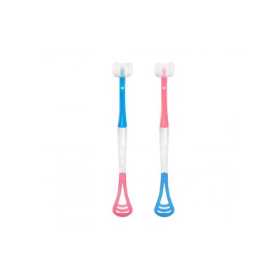 Двухсторонняя детская зубная 3-Д щетка со скребком для чистки языка